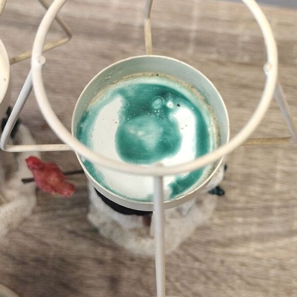 VTG Set of 2 Christmas Ceramic Snowman Metal Shade Tealight Holders - Picture 16 of 16